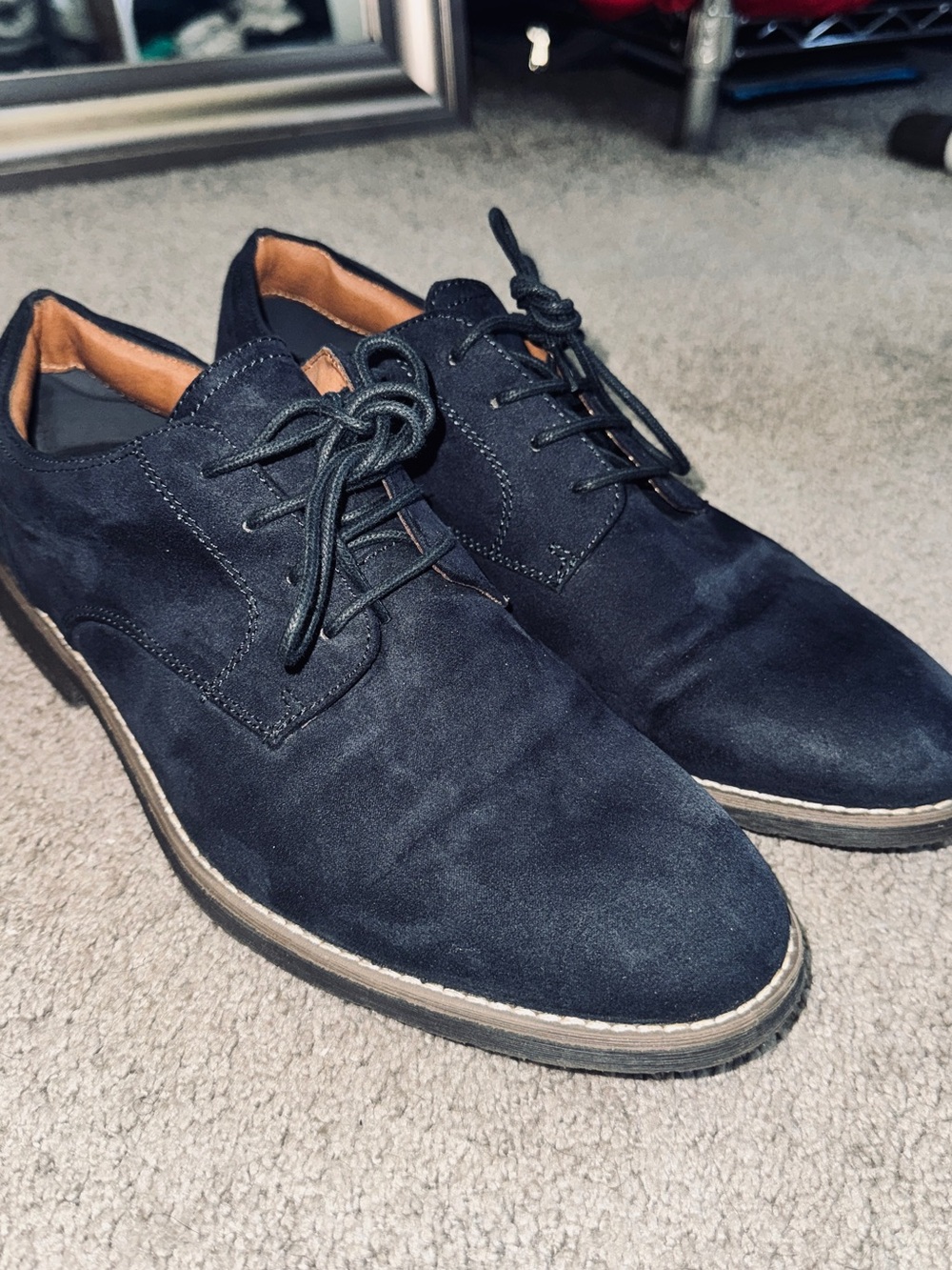 Men's Navy Suede Derby Lace-Up Shoes